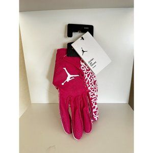 Nike Jordan Jet 7.0 Football Gloves Pink White Breast Cancer October Size M